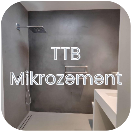 Moderne Dusche mit Mikrozementwand und minimalistischer Ausstattung und Beschriftung Mikrozement München