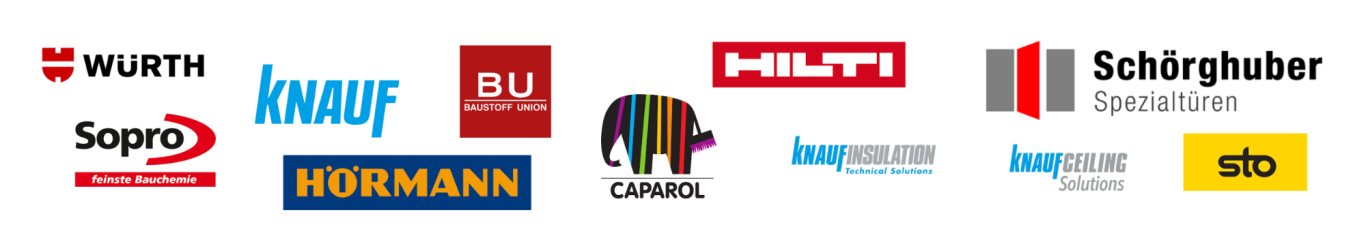 Verschiedene Logos von Unternehmen und Marken auf einem weißen Hintergrund.
