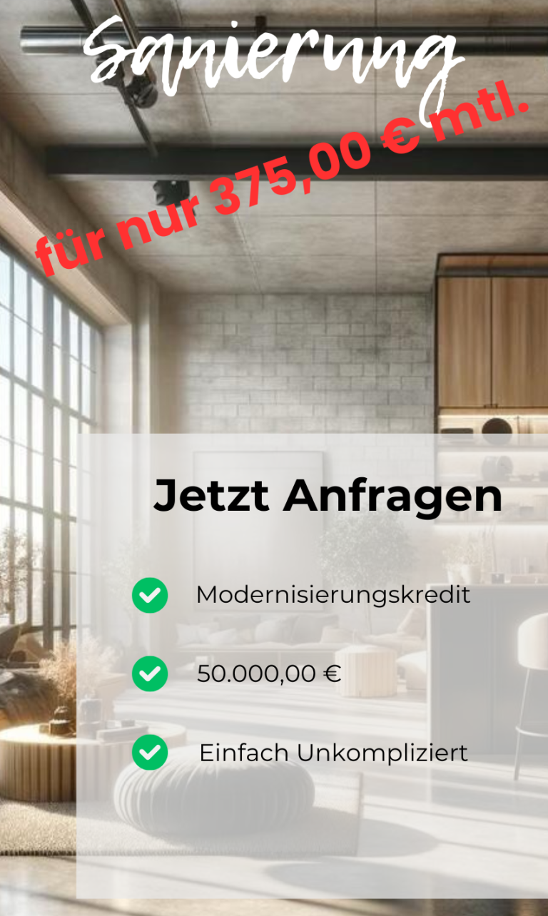 Modernes Wohnambiente mit großen Fenstern und einem Anfrageformular für eine Dienstleistung.